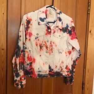Levi Strauss Jean jacket Red White Blue Tie Dye Size M